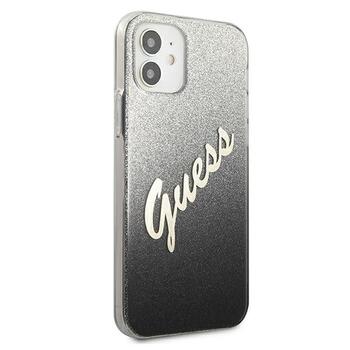 Guess GUHCP12SPCUGLSBK Glitter Gradient Script Aizsargapvalks priekš iPhone 12 mini 5,4