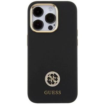 Guess GUHCP15XM4DGPK Silicone Logo Strass 4G Aizsargapvalks priekš iPhone 15 Pro Max 6.7