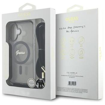 Guess GUHMP16SHCTSGNSK Hardcase Crossbody Cord Script MagSafe Aizsargapvalks priekš iPhone 16 6.1