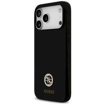 Guess Silicone Logo Strass 4G MagSafe Case Aizsargapvalks priekš iPhone 17 Pro Max / melns (GUHMP17XM4DGPK)