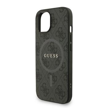 Guess PU Leather 4G Colored Ring Strap MagSafe Case Защитный чехол для iPhone 15 / чёрный (GUHMP15SP4GREGSK)