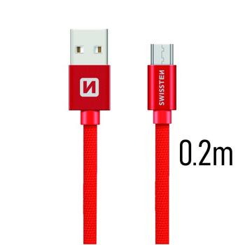 Swissten Textile Quick Charge Универсальный Micro USB Кабель данных 0.2m (SW-QU-MICR-USB-0.2-R)