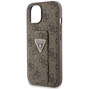 Guess GUHCP15SPGS4TDW Hardcase Grip Stand 4G Triangle Strass Aizsargapvalks priekš iPhone 15 / 14 / 13 6.1
