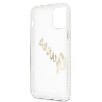 Guess GUHCP12MKTRSVGO Hardcase Vintage Script Gold Aizsargapvalks priekš iPhone 12/12 Pro 6,1