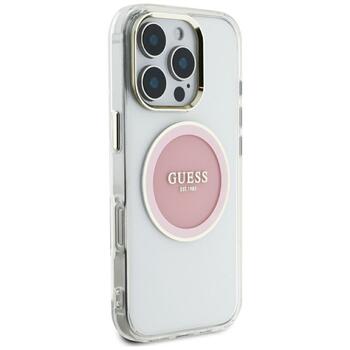 Guess IML Metal Colored Circle Classic Logo MagSafe Case Aizsargapvalks priekš iPhone 16 Pro Max / rozā (GUHMP16XHTDRCEDP)