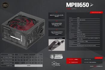 Mars Gaming MPIII650 Блок питания ATX 650W (MPIII650)