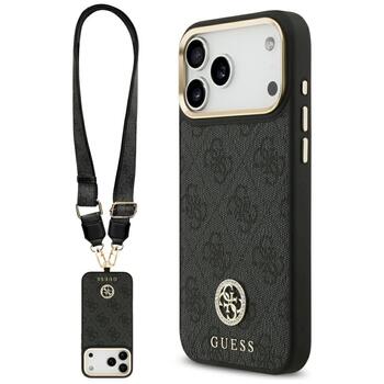 Guess 4G Srtass Logo & Big Strap Metal Buttons MagSafe Case Защитный чехол для iPhone 17 Pro Max / чёрный (GUHMP17XP4G4DCSK)