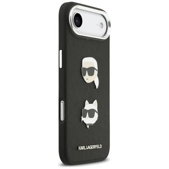 Karl Lagerfeld FW Grained Karl & Choupette Heads Pins & Logo Case Защитный чехол для iPhone Air / чёрный (KLHCP17MPSFDHPOK)