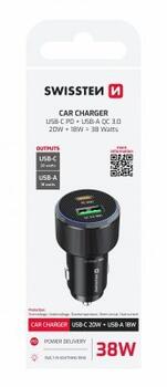 Swissten Auto Lādētājs USB-C PD / USB 38W (20111902)