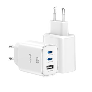 Swissten Edge Tīkla Lādētājs 2x USB-C PD 65W + USB-A QC 18W Balts (22071720)