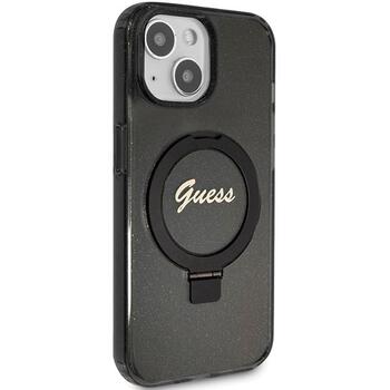 Guess GUHMP14SHRSGSK Hardcase Ring Stand Script Glitter MagSafe Защитный чехол для iPhone 14 / 15 / 13 6.1