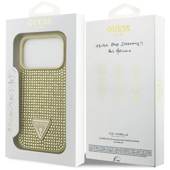 Guess Rhinestone Triangle Logo Case Aizsargapvalks priekš iPhone 17 Pro / zelta (GUHCP17LHDGTPD)