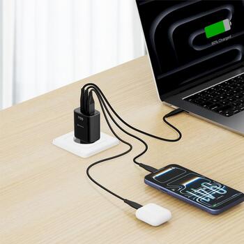 Swissten Edge Сетевое зарядное устройство 2x USB-C PD 65W + USB-A QC 18W Черный (22071721)
