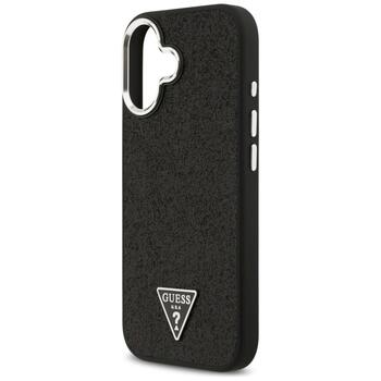 Case Guess Glitter Triangle Logo MagSafe Aizsargapvalks priekš iPhone 17 / melns (GUHMP17SPFGTSCMK)