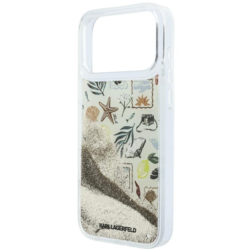 Karl Lagerfeld Liquid Glitter Beach & Sand Case Aizsargapvalks priekš iPhone 18 Pro Max / iPhone 17 Pro Max / bēšs (KLHCP18X6LCSPCE)