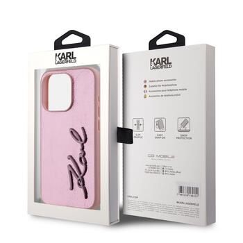 Karl Lagerfeld Wrinkled PU Signature Logo Case Защитный чехол для iPhone 15 Pro / розовый (KLHCP15LPFMFBKMP)