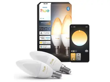 Philips Hue E14 Светодиодная лампа 3,7W Белый свет (1000-20000K) B39 свеча 2-pack (929004295602)