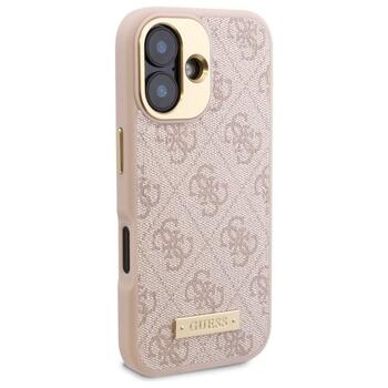 Guess GUHMP16SU4GPRP Hardcase 4G Logo Plate MagSafe Aizsargapvalks priekš iPhone 16 6.1