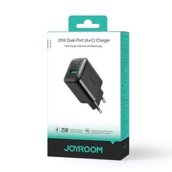 Joyroom JR-TCF13 Travel Charger C+U Tīkla lādētājs PD 25W, SFC, PPS / melns (JR-TCF13-BLK)