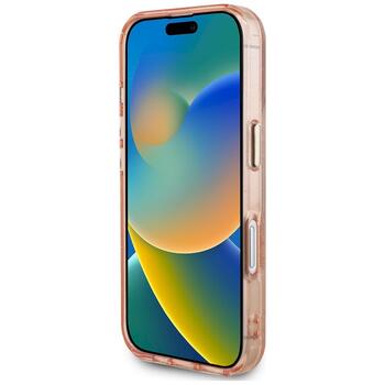 Case Guess IML Metal Glitter 4G Circle Triangle MagSafe Защитный чехол для iPhone 16 / розовый (GUHMP16SHG4PRTGP)