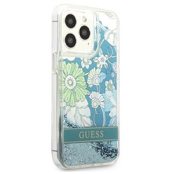 Guess GUHCP13LLFLSN Flower Liquid Glitter Aizsargapvalks priekš iPhone 13 Pro / 13 6,1