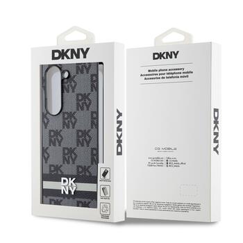 DKNY PU Leather Checkered Pattern and Stripe Case Aizsargapvalks priekš Samsung Galaxy Z Fold 6 / melns (DKHCZFD6PCPTSSK)
