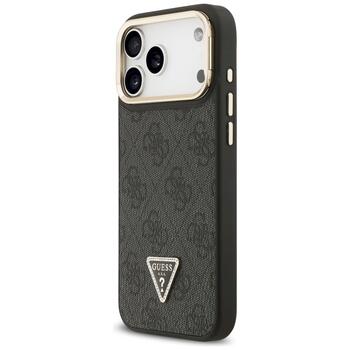 Case Guess 4G PU Triangle Logo & Stand Camera Magsafe Aizsargapvalks priekš iPhone 17 Pro Max / melns (GUHMP17XPCS4GPTK)