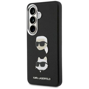 Karl Lagerfeld Saffiano Double Heads Metal Aizsargapvalks priekš Samsung Galaxy S26 / melns (KLHCS26SPSFDHPOK)