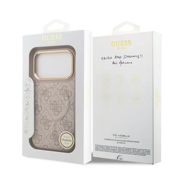 Guess PU Leather 4G Gold Frame MagSafe Case Защитный чехол для iPhone 17 Pro / розовый (GUHMP17LP4MSEGCP)