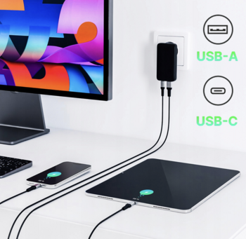 Qualo QLS-GN-US-AC-45-01 GaN Ultra Slim Зарядное устройство USB-C / 45W (QLS-GN-US-AC-45-01)