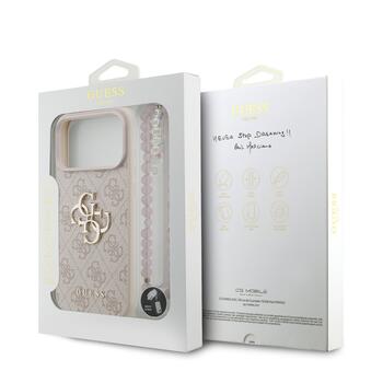 Guess PU 4G Metal Logo Strap Case Aizsargapvalks priekš iPhone 17 Pro Max / rozā (GUHCP17XP4GMGSP)