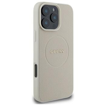 Guess GUHMP16XPGHSMME Hardcase Grained Ring MagSafe Aizsargapvalks priekš iPhone 16 Pro Max 6.9