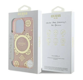 Guess IML Peony On 4G Background MagSafe Aizsargapvalks Priekš Apple iPhone 16 Pro (GUHMP16LH4PYEEP)
