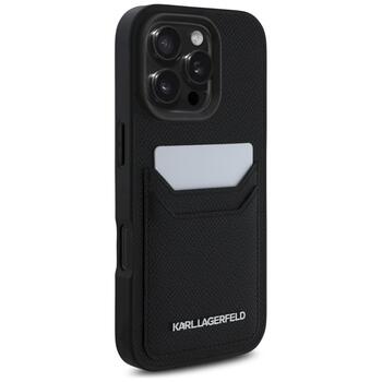 Karl Lagerfeld HC Grained PU Cardslot Metal Elong Защитный чехол для iPhone 16 Pro / чёрный (KLHCP16LPKHPORPK)