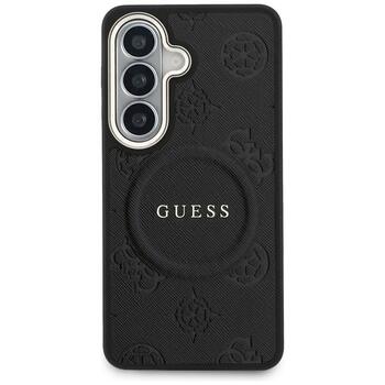 Guess Saffiano Peony Embossed Ring MagSafe Case Защитный чехол для Samsung Galaxy S26 / чёрный (GUHMS26SPSAMSECK)