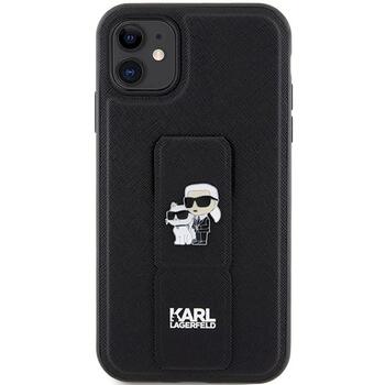 Karl Lagerfeld KLHCN61GSAKCPK Gripstand Saffiano Karl&Choup Aizsargapvalks priekš iPhone 11/Xr 6.1