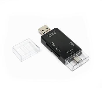 RoGer OTG USB-C/USB/microUSB Считыватель карт памяти TF / SD + USB 2.0 (RO-OTGREADERTFSD)