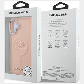 Case Karl Lagerfeld Initial & Metal Logo MagSafe Защитный чехол для iPhone 16 Plus / розовый (KLHMP16MPGFKLRDP)