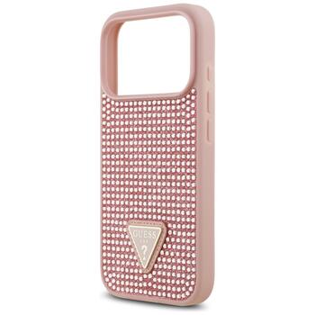 Case Guess Rhinestone Triangle Logo Aizsargapvalks priekš iPhone 17 Pro / rozā (GUHCP17LHDGTPP)