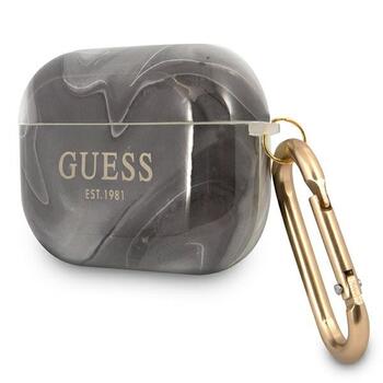 Guess GUAPUNMK Aizsargapvalks priekš AirPods Pro Marble Collection / melns (GUAPUNMK)