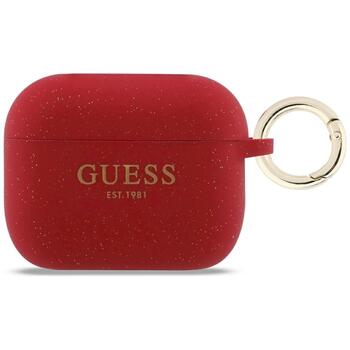 Guess Silicone Glitter Ring Case Aizsargapvalks priekš AirPods Pro 3 / fuksīna (GUAP3SGGEF)