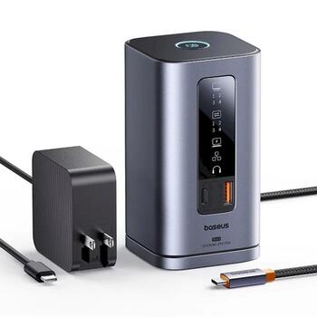 Baseus Spacemate RD1 11-в-1 Док-станция USB-C 2xHDMI 4K@60Hz | 2xDP 4K@60Hz | 2xUSB-A 10Gb/s | USB-C 10Gb/s | RJ45 | USB-A 480Mb/s | USB-C PD | mini jack 3.5mm / серая (B0114600)