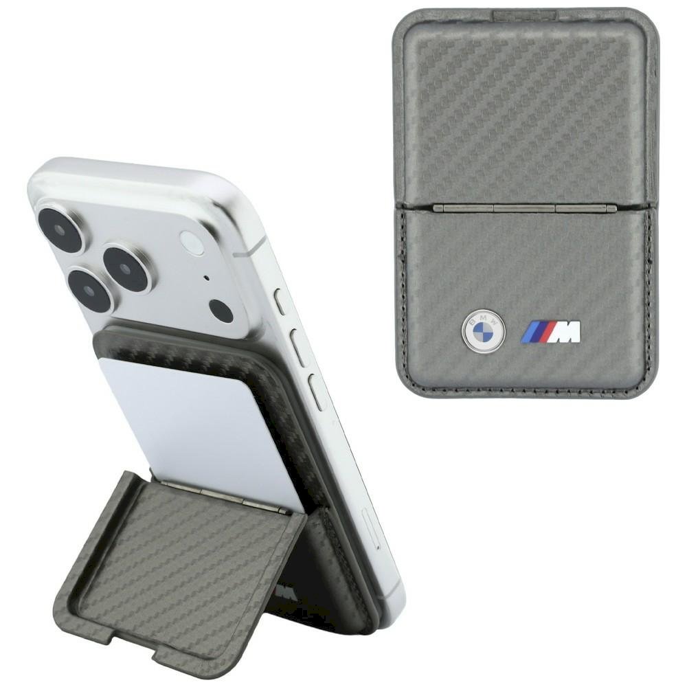 BMW M Carbon Wallet Case Metal Logos MagSafe Telefona maciņš ar rāvējslēdzēju / antracīts (BMOWMCS26PCILA)