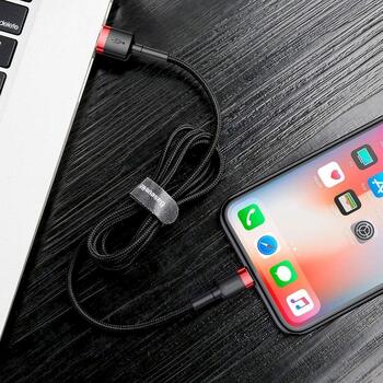 Baseus Cafule USB Lightning Кабель для зарядки 2.4A 1m / красный/чёрный (CALKLF-B19)