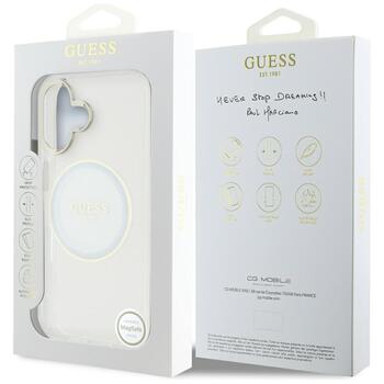 Case Guess IML Metal Colored Circle Classic Logo MagSafe Защитный чехол для iPhone 16 / белый (GUHMP16SHTDRCEDH)