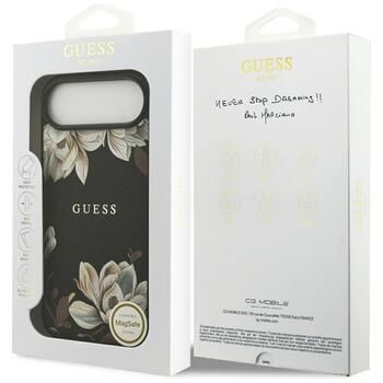 Guess Grained Flowers Classic Logo MagSafe Aizsargapvalks priekš iPhone Air / melns (GUHMP17MPGNMPLMK)