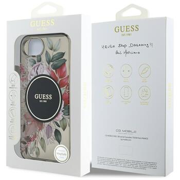 Guess IML Flowers MagSafe Case Защитный чехол для iPhone 16e / чёрный (GUHMPSE4HFWBRCEK)