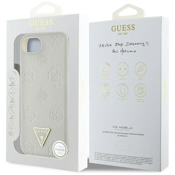 Case Guess Grained Hot Stamp Peony Triangle Logo MagSafe Защитный чехол для iPhone 16e / бежевый (GUHMPSE4PGBTME)