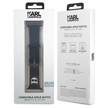 Karl Lagerfeld Pasek KLAWLSLCK Ремешок для часов Apple Watch 42/44/45mm Silicone Choupette Heads / чёрный (KLAWLSLCK)