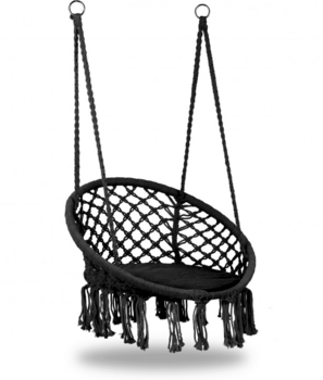 RoGer Stārķa ligzdas krēsls šūpoles ar atzveltni 80cm Melns (5903039712003)